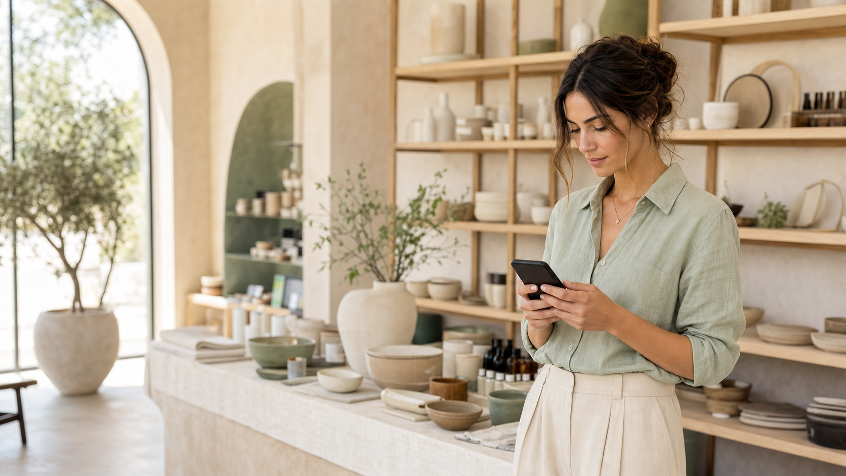 Negocio atendiendo clientes mediante WhatsApp